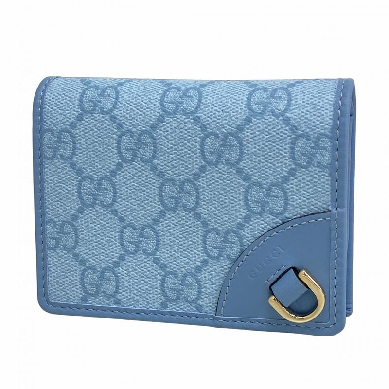 Gucci Wallet GG Supreme Abby 320692 PVC Blue Chien Pan Gold Hardware Women