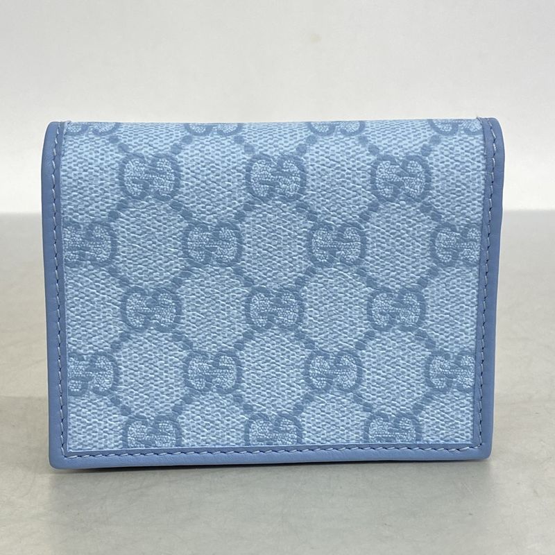 Gucci Wallet GG Supreme Abby 320692 PVC Blue Chien Pan Gold Hardware Women