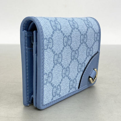 Gucci Wallet GG Supreme Abby 320692 PVC Blue Chien Pan Gold Hardware Women