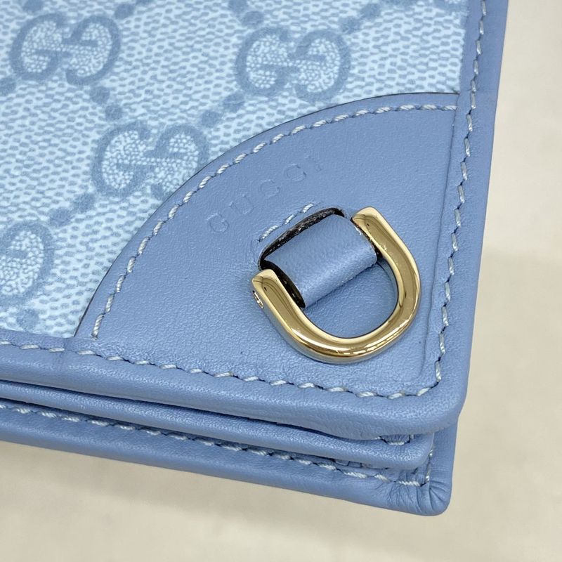 Gucci Wallet GG Supreme Abby 320692 PVC Blue Chien Pan Gold Hardware Women