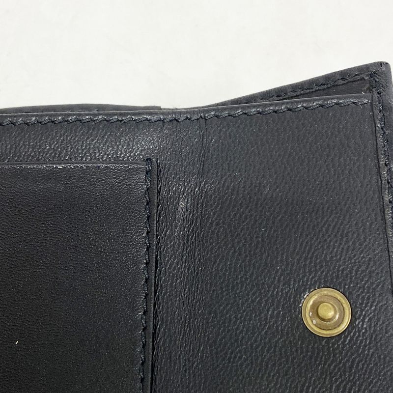 Gucci Trifold Wallet Bamboo 108633 Leather Black Gold Hardware Women