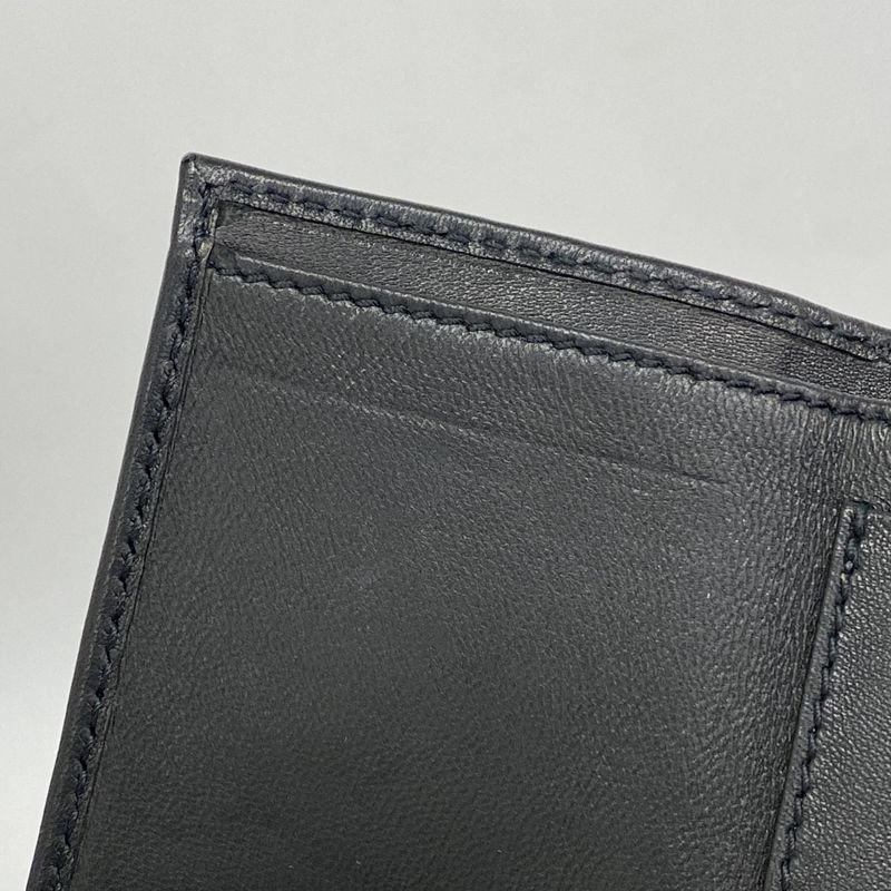 Gucci Trifold Wallet Bamboo 108633 Leather Black Gold Hardware Women