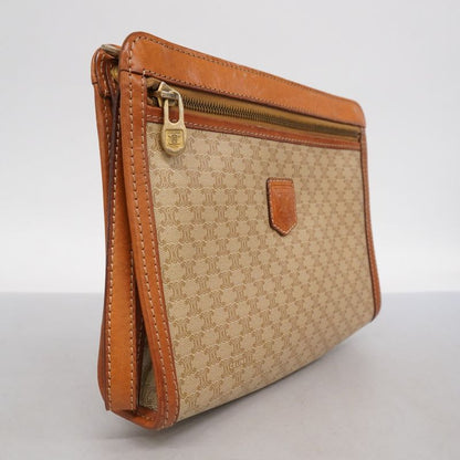 Celine Clutch Bag Macadam PVC Beige Light Brown Gold Hardware Men Women Unisex