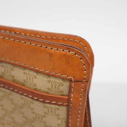 Celine Clutch Bag Macadam PVC Beige Light Brown Gold Hardware Men Women Unisex