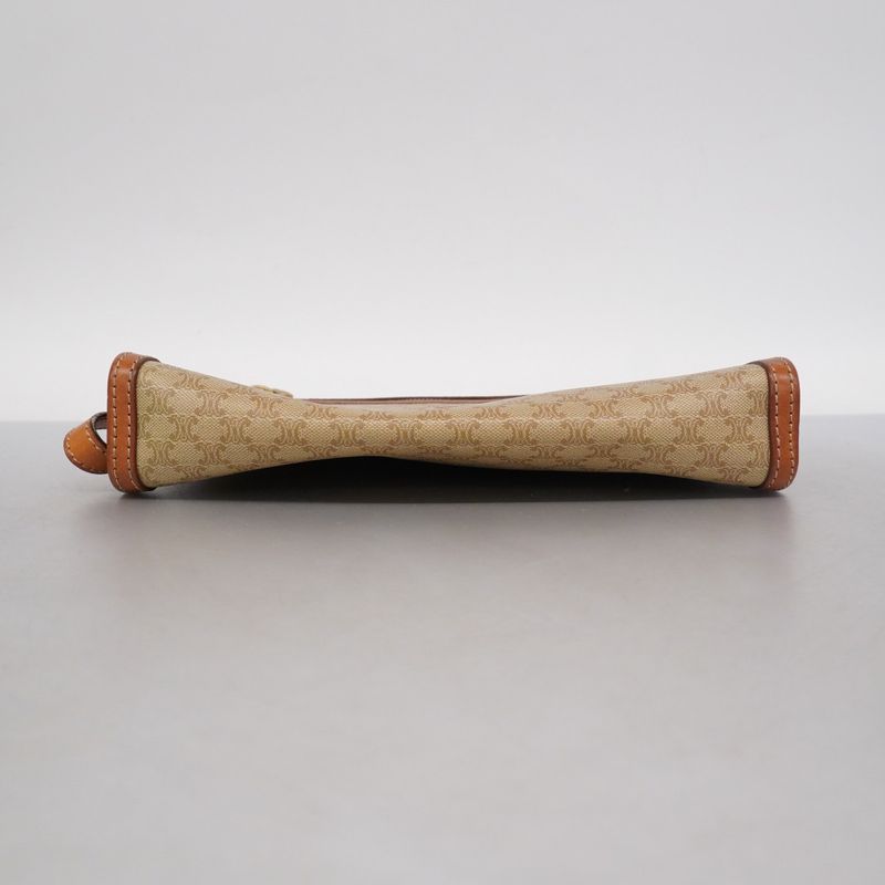 Celine Clutch Bag Macadam PVC Beige Light Brown Gold Hardware Men Women Unisex