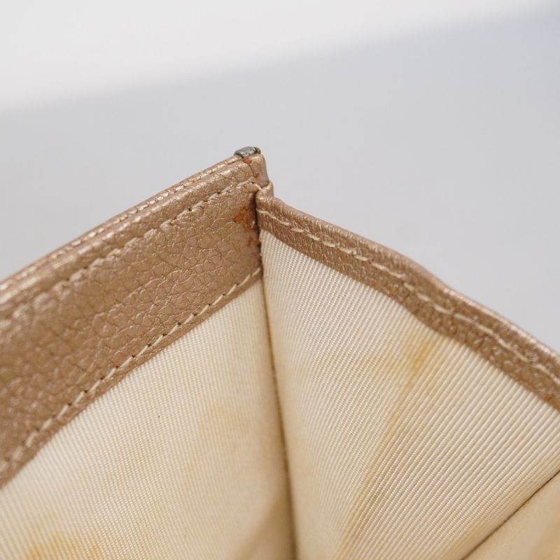 Chanel Trifold Wallet Bicolore Leather Beige Gray Silver Hardware Women