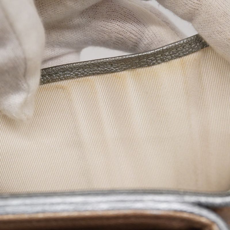 Chanel Trifold Wallet Bicolore Leather Beige Gray Silver Hardware Women