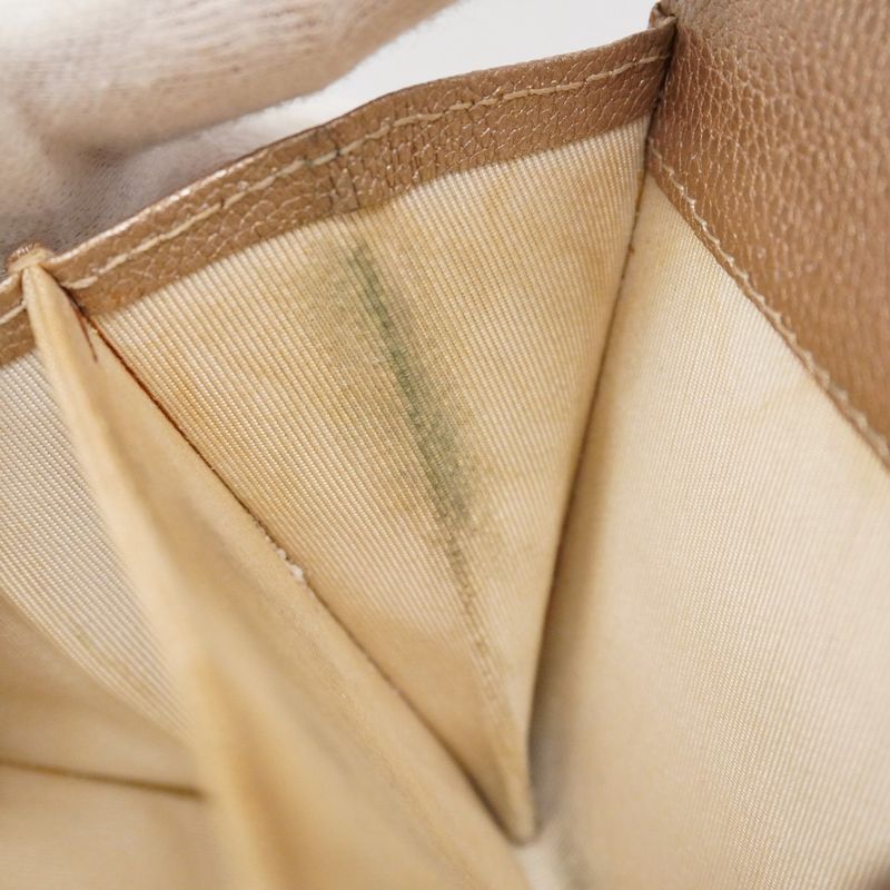 Chanel Trifold Wallet Bicolore Leather Beige Gray Silver Hardware Women