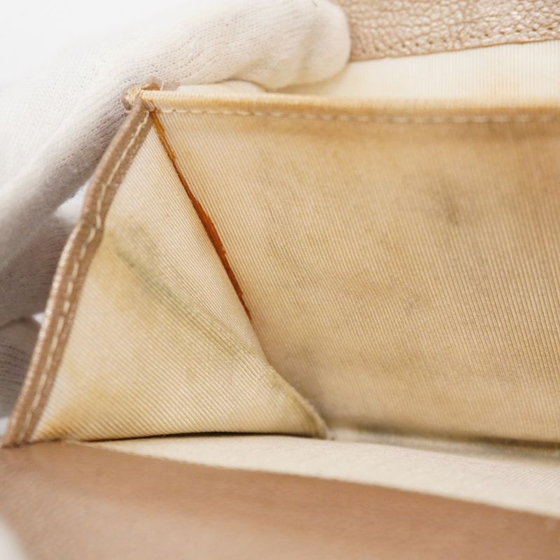 Chanel Trifold Wallet Bicolore Leather Beige Gray Silver Hardware Women