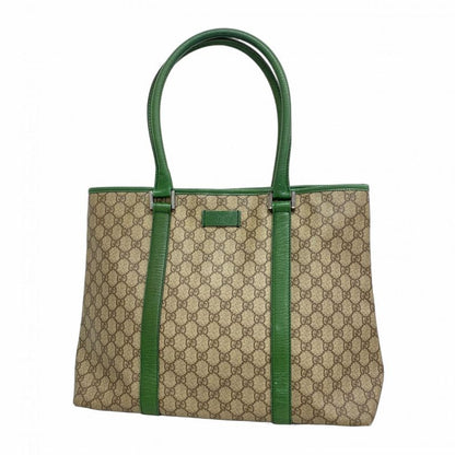 Gucci Tote Bag GG Supreme 114288 PVC Brown Green Silver Hardware Men Ladies