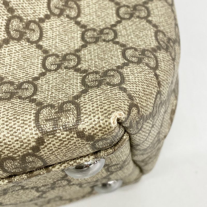 Gucci Tote Bag GG Supreme 114288 PVC Brown Green Silver Hardware Men Ladies