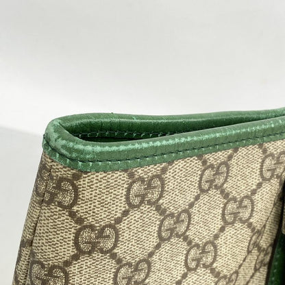 Gucci Tote Bag GG Supreme 114288 PVC Brown Green Silver Hardware Men Ladies