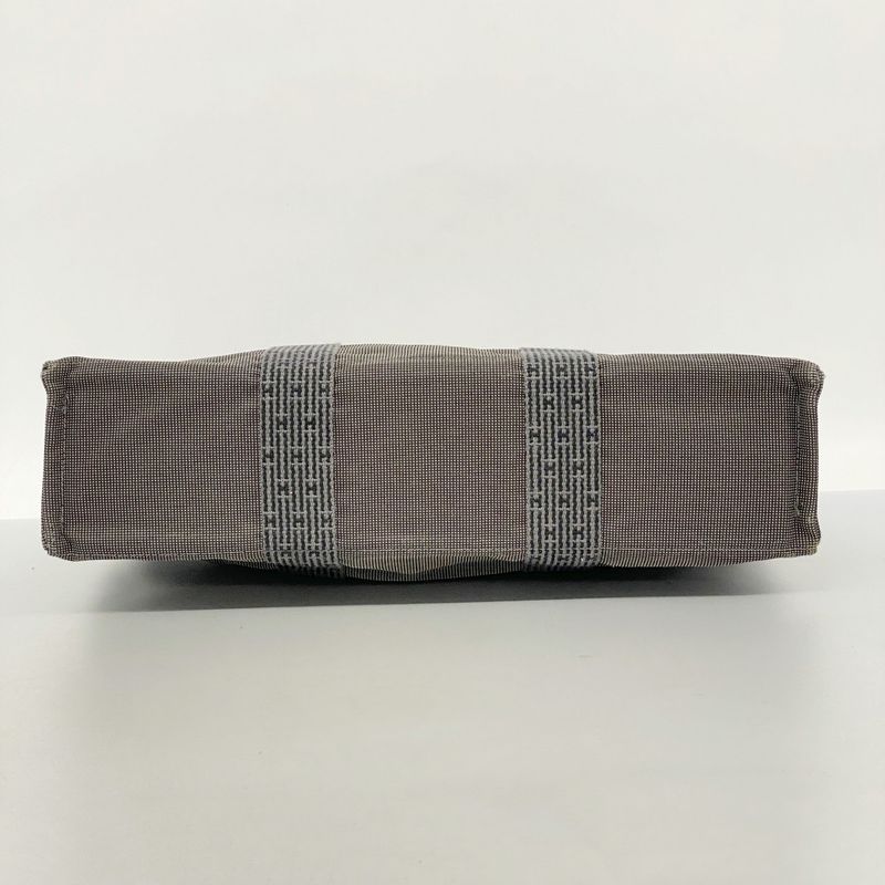 Hermes Tote Bag Her Line MM Canvas Gray Silver Hardware Men Women Unisex