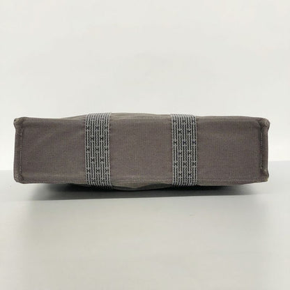 Hermes Tote Bag Her Line MM Canvas Gray Silver Hardware Men Women Unisex