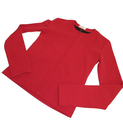 Good Prada Lined Zip Up Collarless Jacket Blouson 44 Red Ladies Used