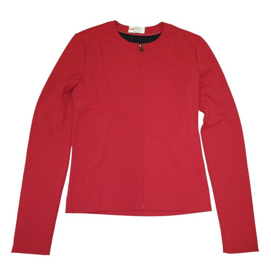 Good Prada Lined Zip Up Collarless Jacket Blouson 44 Red Ladies Used