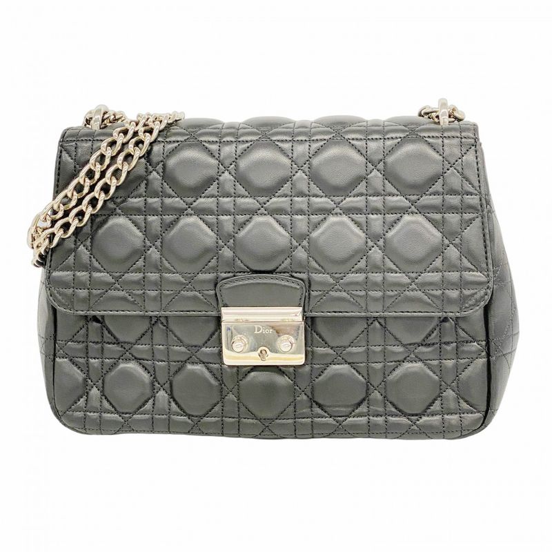 Christian Dior Shoulder Bag Canage Miss Dior Leather Black Silver Hardware Women