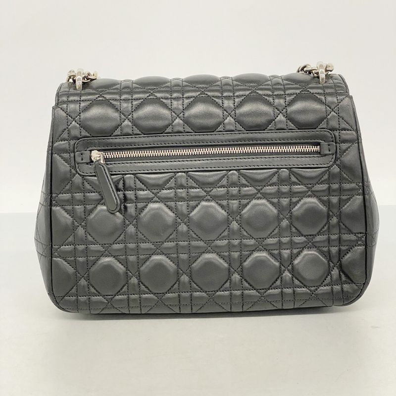 Christian Dior Shoulder Bag Canage Miss Dior Leather Black Silver Hardware Women