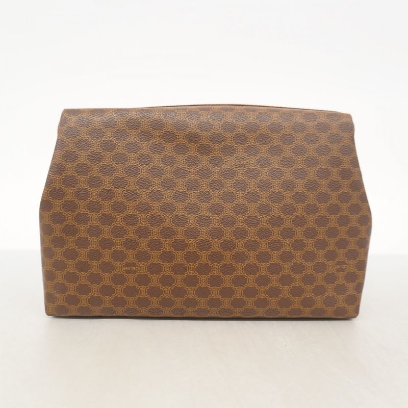 Celine Pouch Macadam PVC Brown Gold Hardware Women