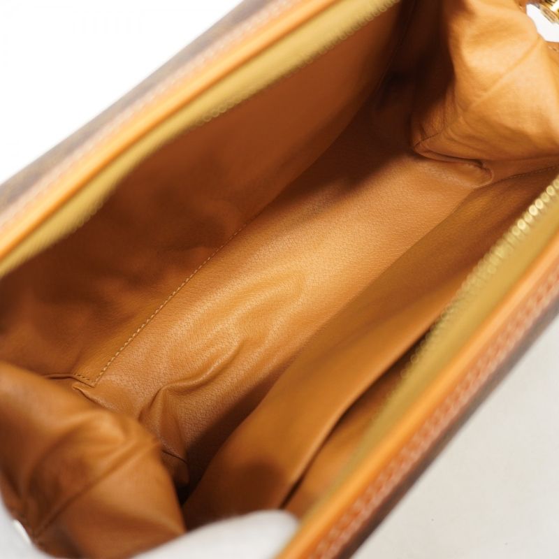 Celine Pouch Macadam PVC Brown Gold Hardware Women