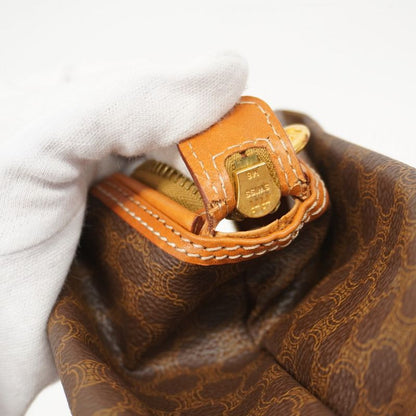 Celine Pouch Macadam PVC Brown Gold Hardware Women