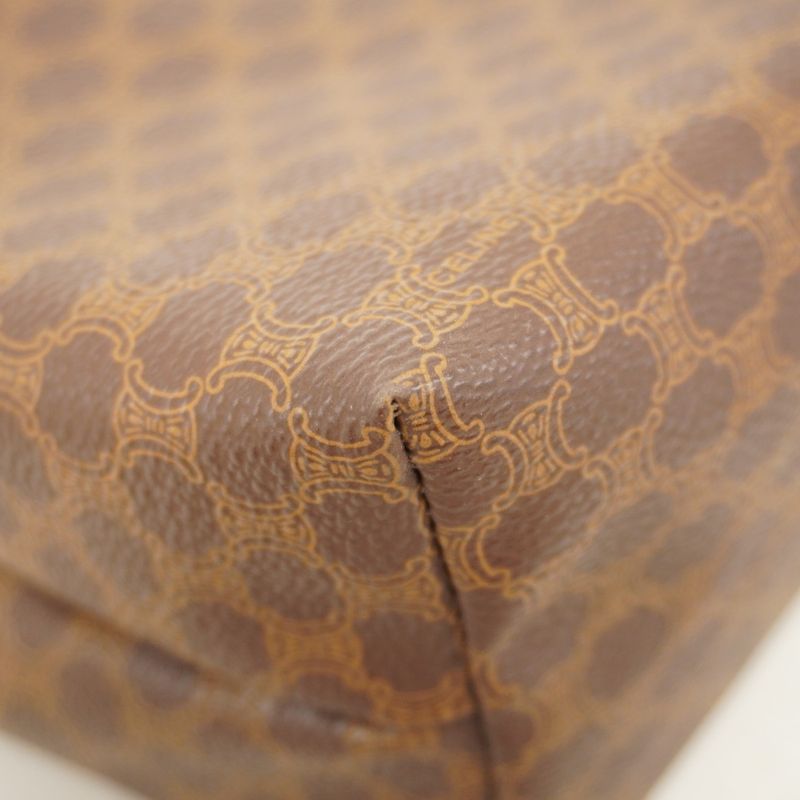 Celine Pouch Macadam PVC Brown Gold Hardware Women