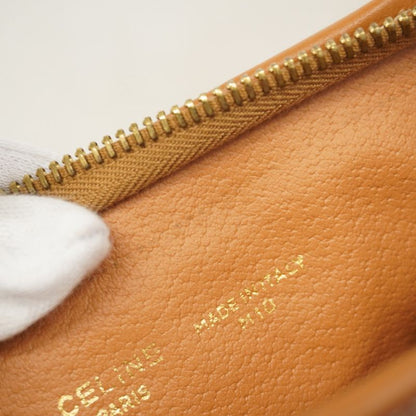 Celine Clutch Bag Triomphe PVC Beige Gold Hardware Men Women Unisex