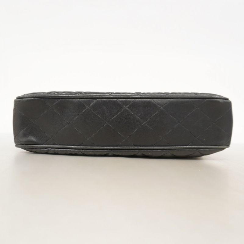 Chanel Shoulder Bag Matelasse Lambskin Black Gold Hardware Women