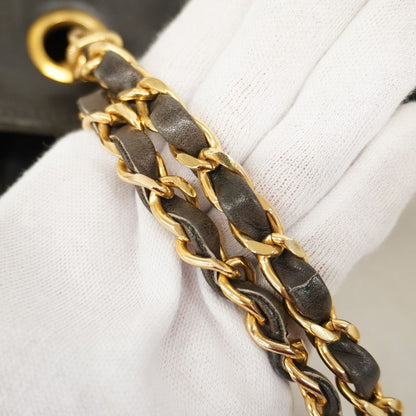Chanel Shoulder Bag Matelasse Lambskin Black Gold Hardware Women