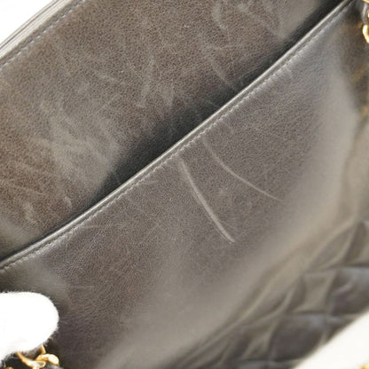 Chanel Shoulder Bag Matelasse Lambskin Black Gold Hardware Women