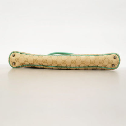 Gucci Tote Bag GG Canvas 113015 Canvas Beige Green Silver Hardware Women's