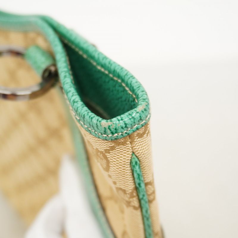 Gucci Tote Bag GG Canvas 113015 Canvas Beige Green Silver Hardware Women's