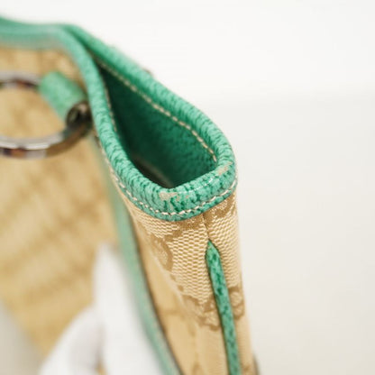 Gucci Tote Bag GG Canvas 113015 Canvas Beige Green Silver Hardware Women's