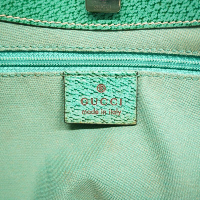 Gucci Tote Bag GG Canvas 113015 Canvas Beige Green Silver Hardware Women's