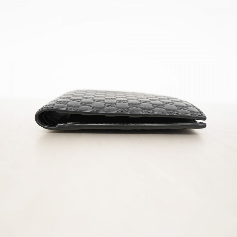 Gucci Wallet Micro Guccissima 150413 Leather Black Silver Hardware Men's