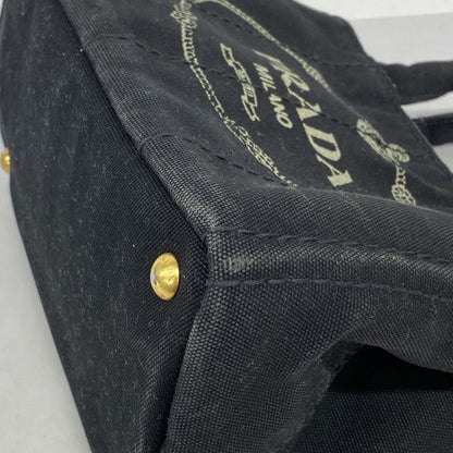 Prada Handbag Canapa Canvas Black Gold Hardware 2way Bag Womens