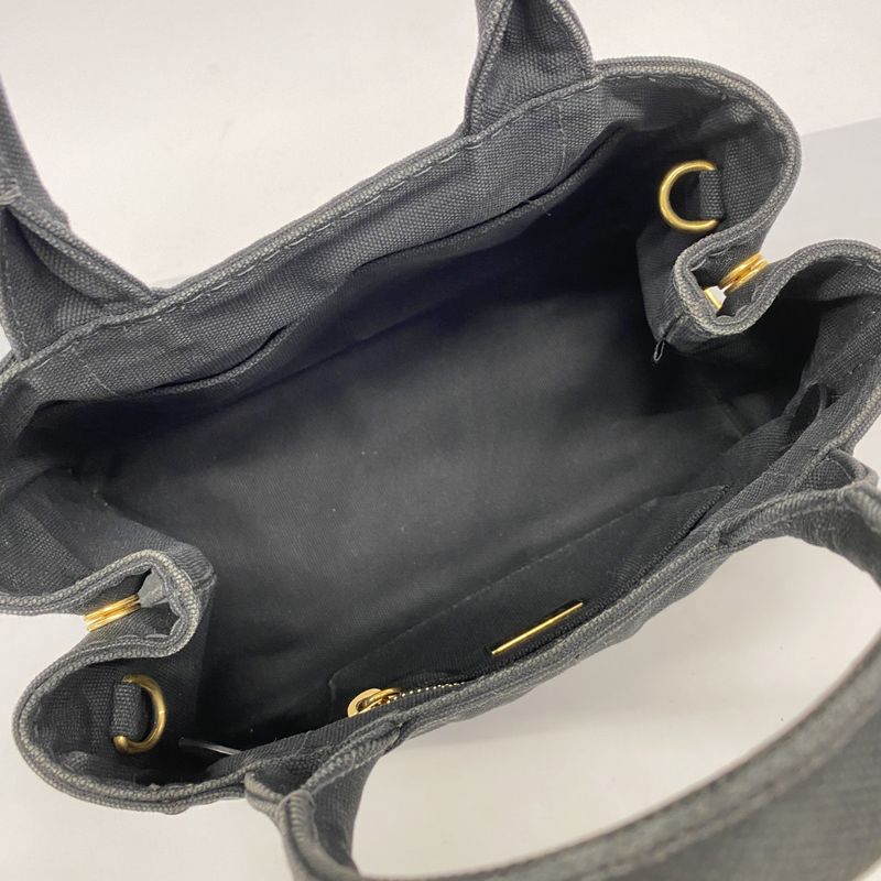 Prada Handbag Canapa Canvas Black Gold Hardware 2way Bag Womens