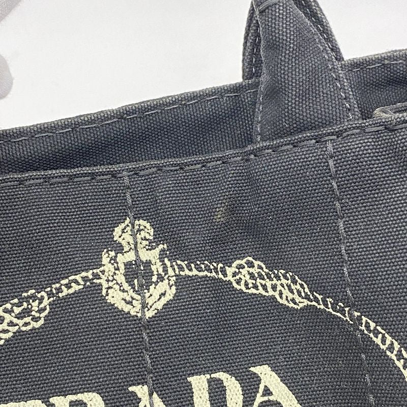 Prada Handbag Canapa Canvas Black Gold Hardware 2way Bag Womens
