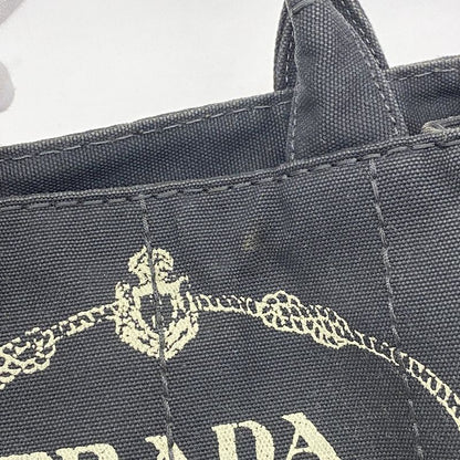 Prada Handbag Canapa Canvas Black Gold Hardware 2way Bag Womens
