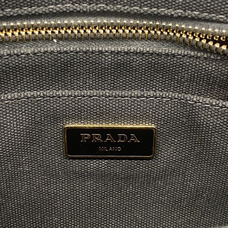 Prada Handbag Canapa Canvas Black Gold Hardware 2way Bag Womens
