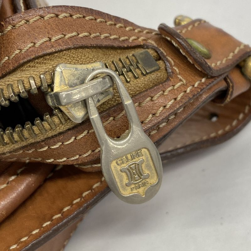 Celine Shoulder Bag Macadam PVC Beige Gold Hardware Women