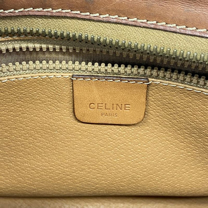 Celine Shoulder Bag Macadam PVC Beige Gold Hardware Women