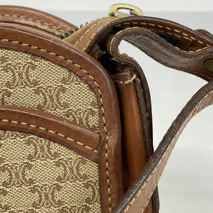 Celine Shoulder Bag Macadam PVC Beige Gold Hardware Women