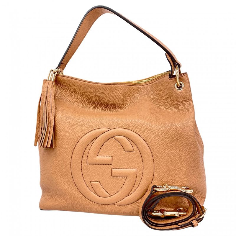 Gucci Handbag Soho 536194 Leather Beige Chien Pan Gold Hardware 2way Bag Ladies