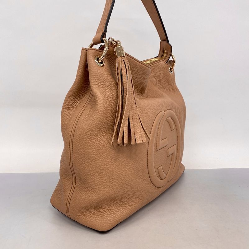 Gucci Handbag Soho 536194 Leather Beige Chien Pan Gold Hardware 2way Bag Ladies