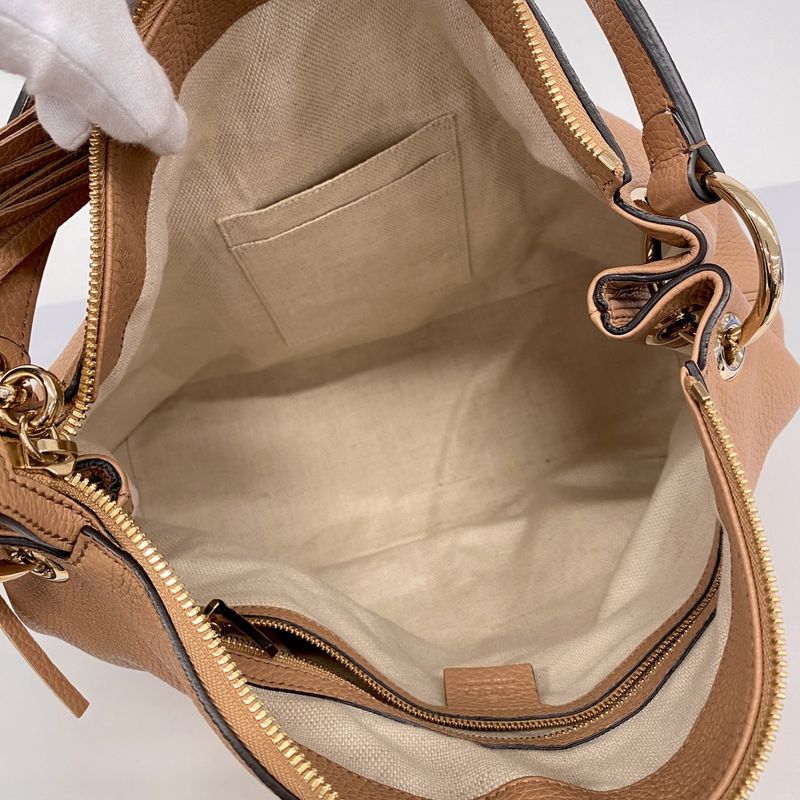 Gucci Handbag Soho 536194 Leather Beige Chien Pan Gold Hardware 2way Bag Ladies