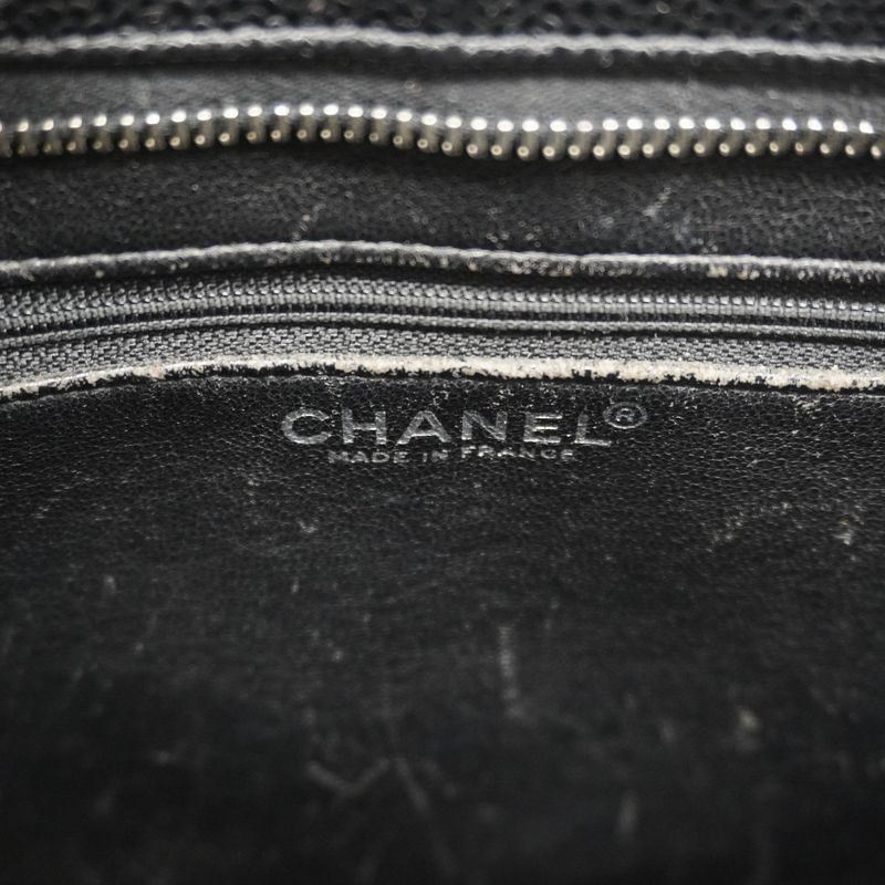 Chanel Tote Bag Revival Tote Caviar Skin Black Silver Hardware Women's