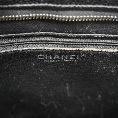 Chanel Tote Bag Revival Tote Caviar Skin Black Silver Hardware Women's