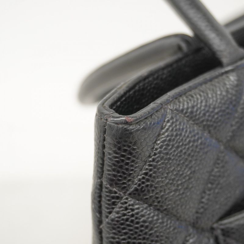 Chanel Tote Bag Revival Tote Caviar Skin Black Silver Hardware Women's