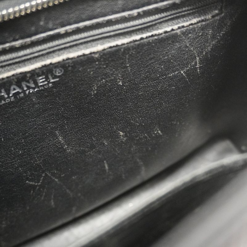 Chanel Tote Bag Revival Tote Caviar Skin Black Silver Hardware Women's